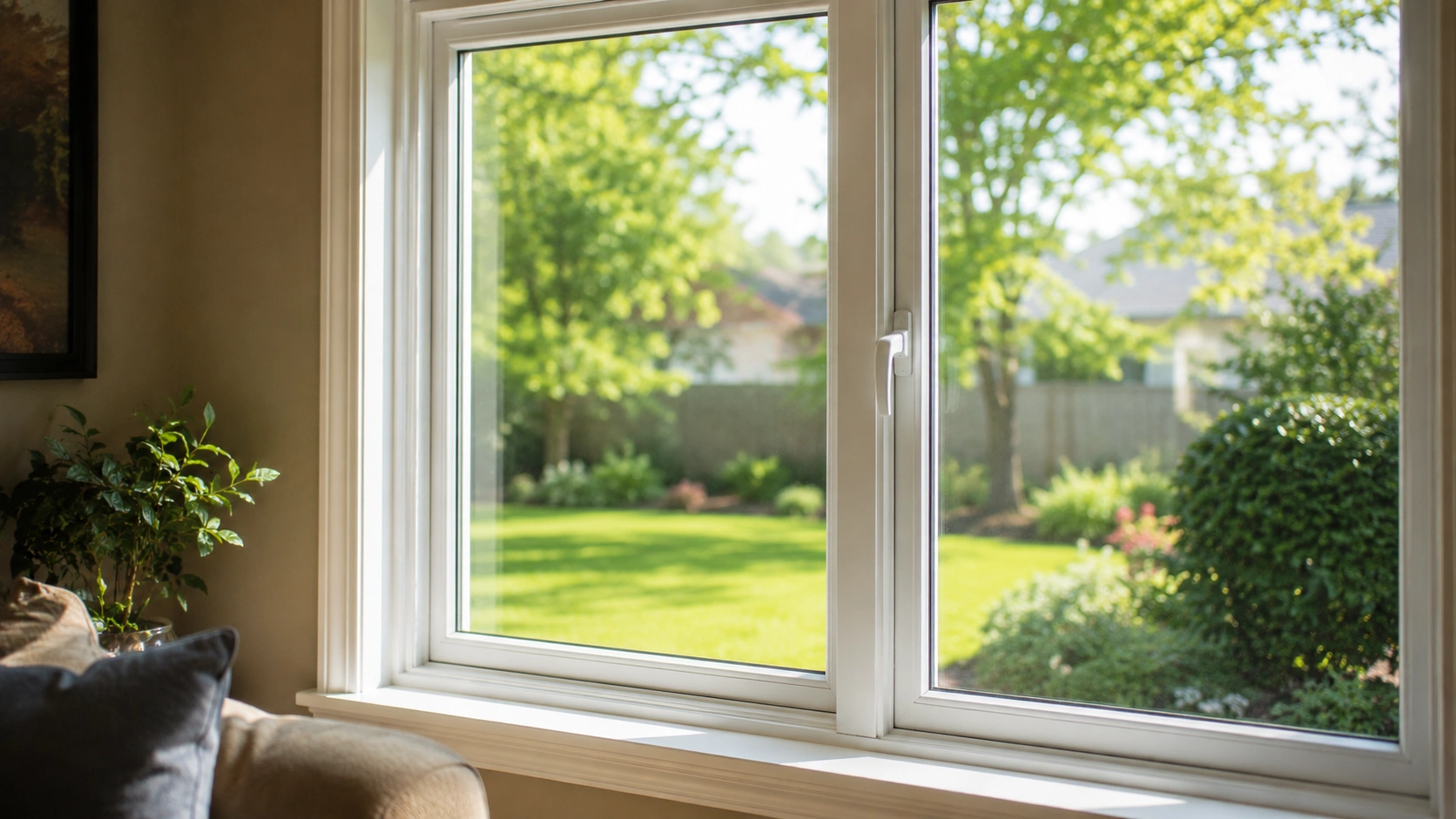 Energy efficient double pane vinyl window installed on a Tulsa Oklahoma home