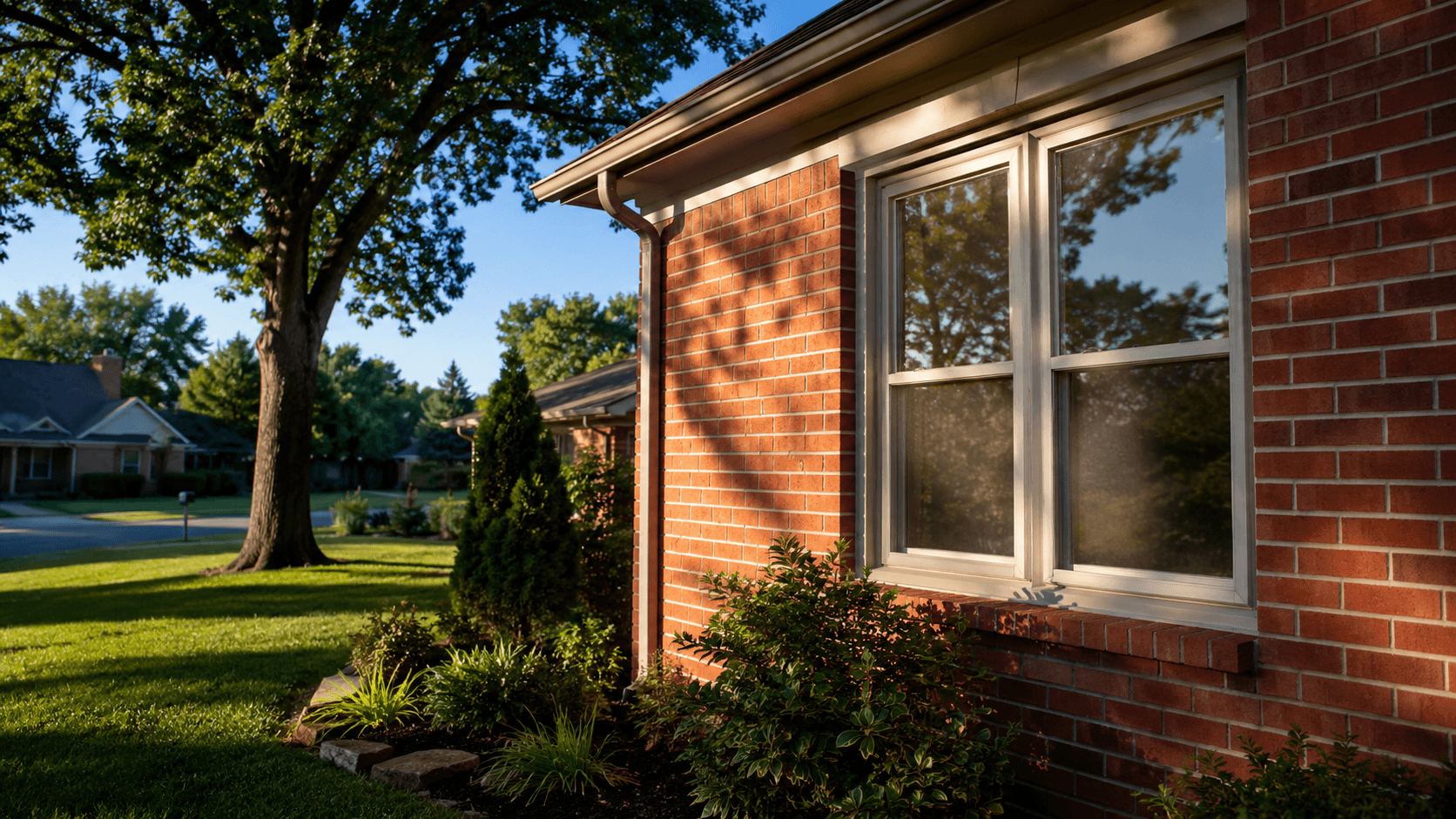 Energy efficient windows on a Tulsa, Oklahoma home during the summer heat