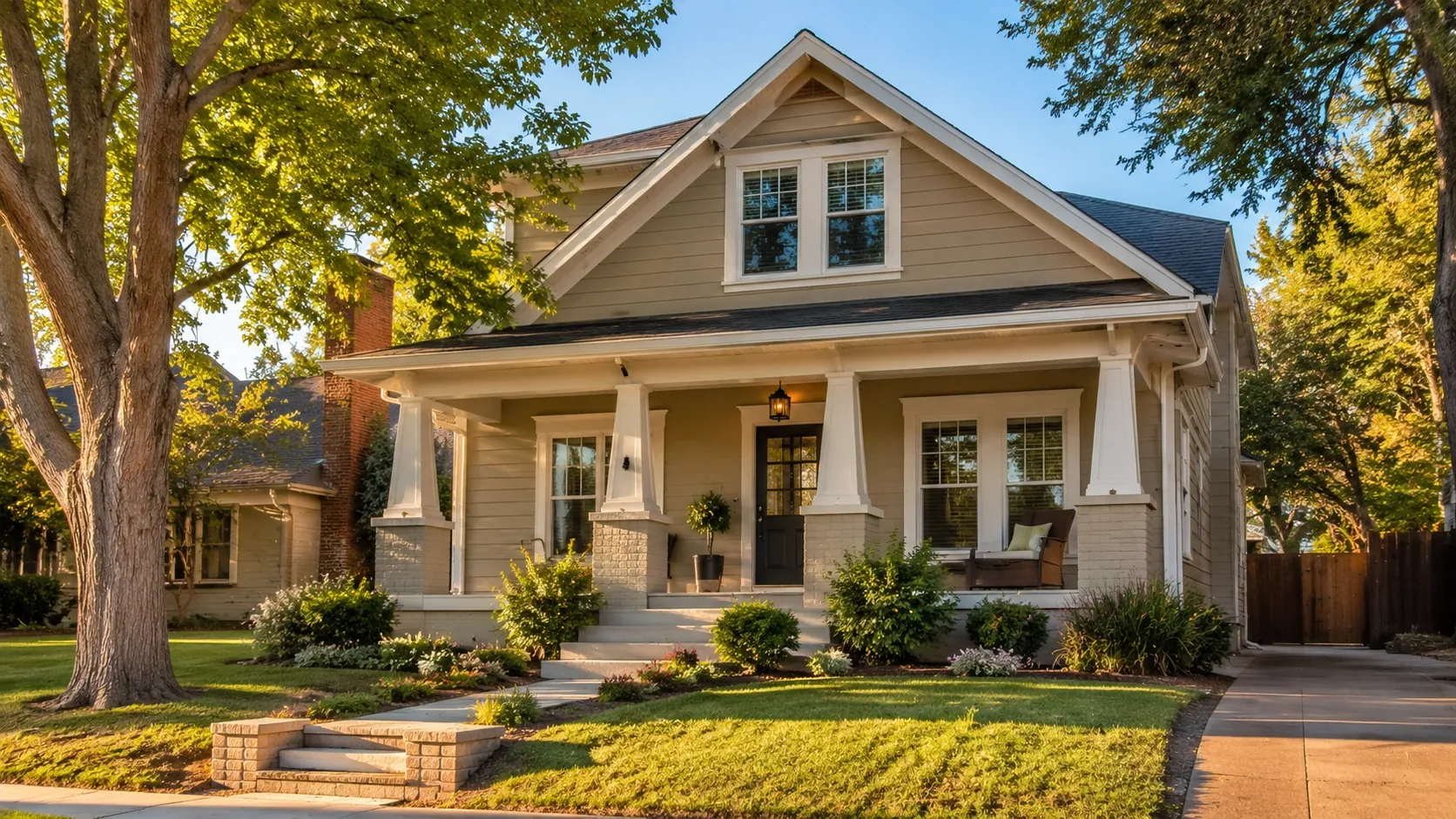 Traditional Tulsa home with crisp painted James Hardie fiber cement siding
