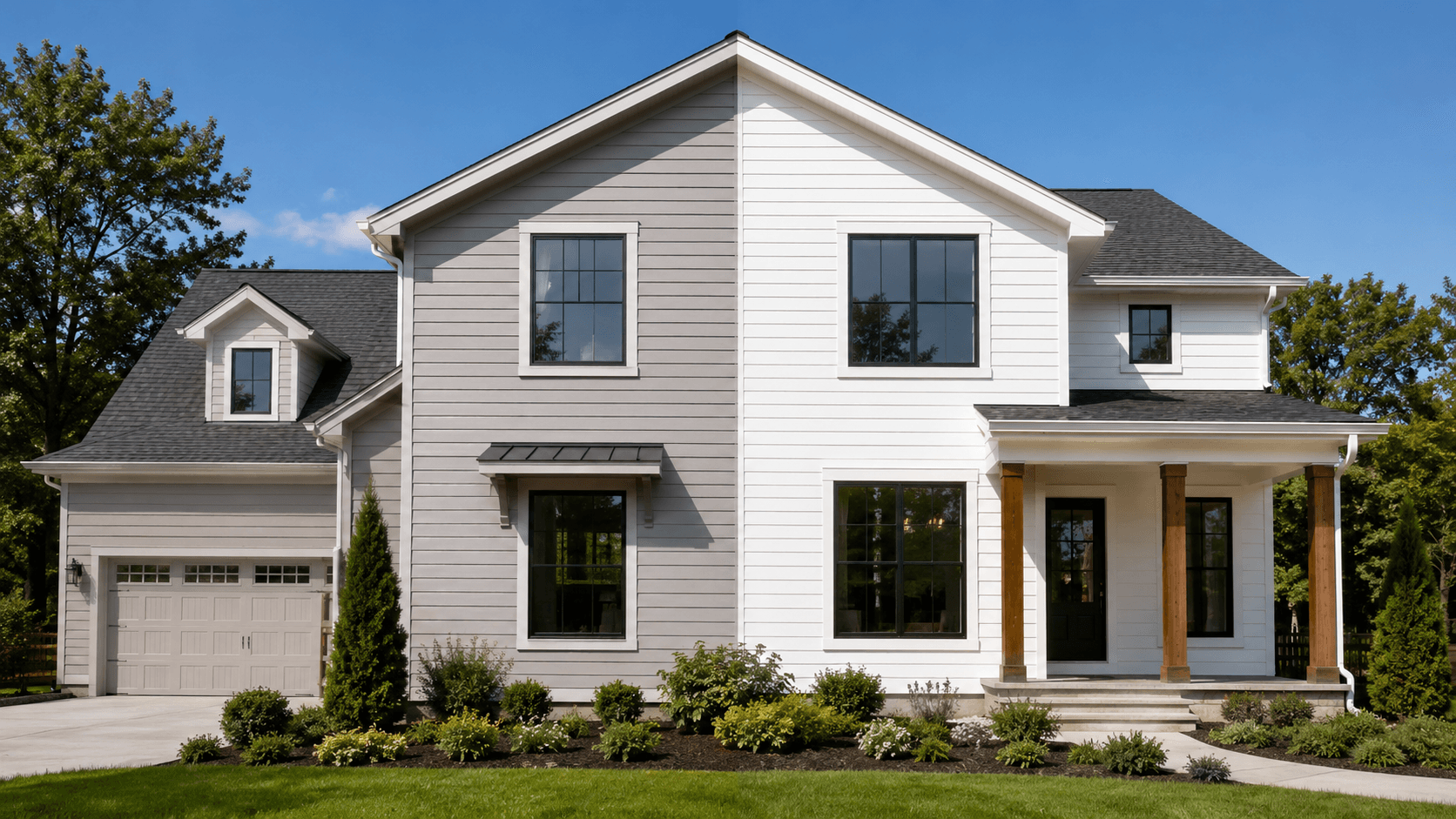 Vinyl siding and James Hardie fiber cement siding compared on a Tulsa, Oklahoma home